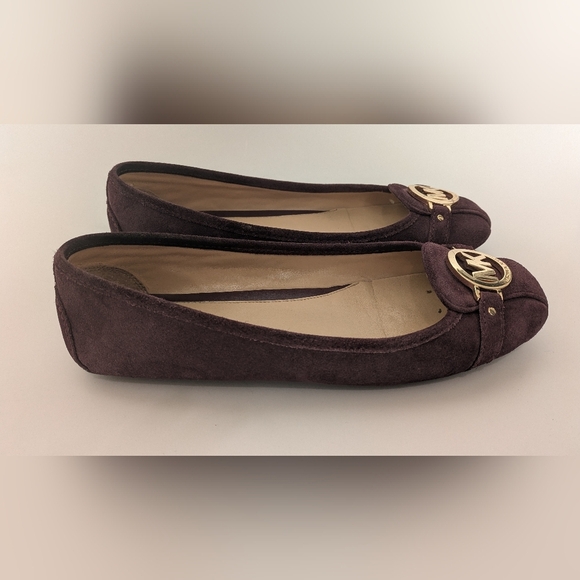 Michael Kors Burgundy Suede Leather Ballerina Flats, Size 11 - Picture 4 of 7